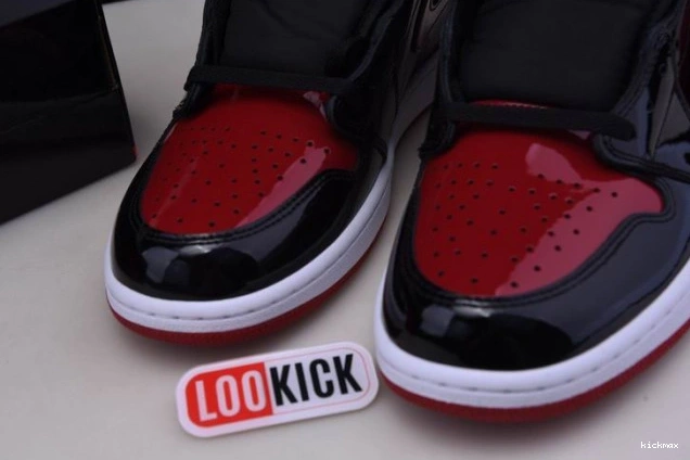 Cheap MAX Bred 555088-063 Air Jordan 1 Patent High OG 0629